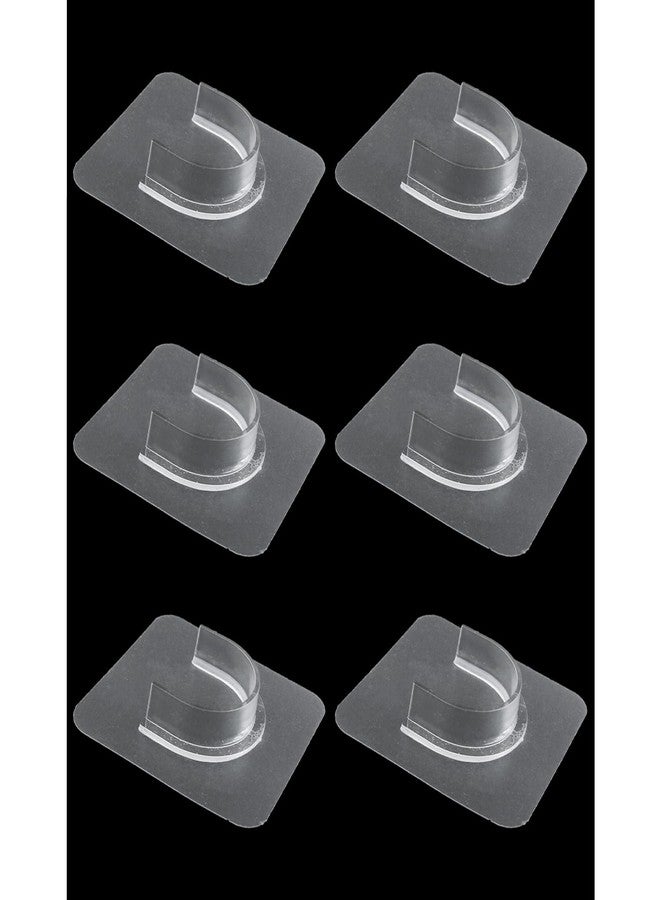 Heyous 6PCS Self Adhesive Telescopic Pole Holder Transparent Plastic Wall Mounted Shower Curtain Hanger Clothes Drying Rod Bracket Multi Purpose Tension Retainer - Image 1