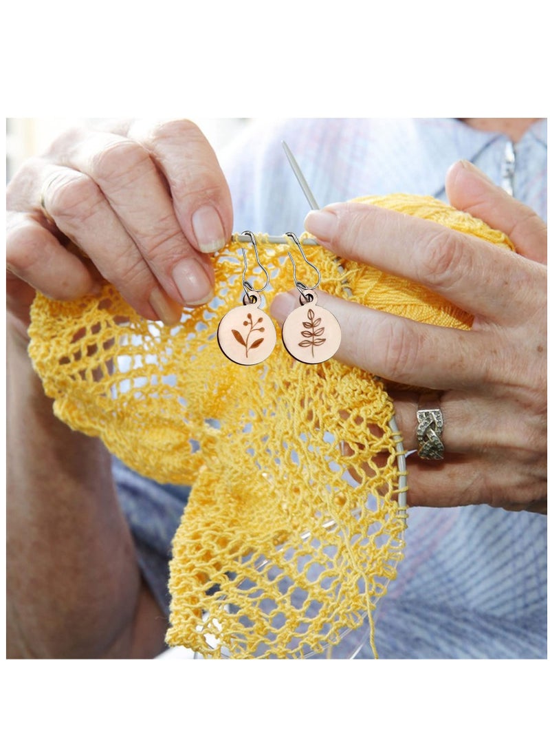 16 Piece Locking Stitch Markers with Wooden Storage Box for Knitting and Crocheting Tools - Image 4