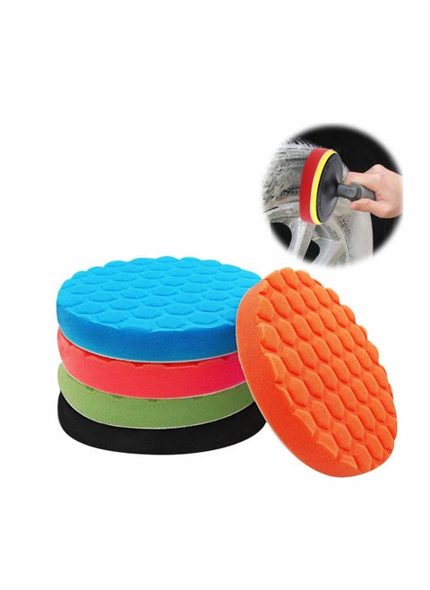 5pcs 150mm Face for 125mm Backing Plate Hex Logic Polishing Sponges Wax Sponges Car Polishing Pad Polishing Foam Set For Eccentric Polishing Machine Grinder - Car Polishing Professional Set