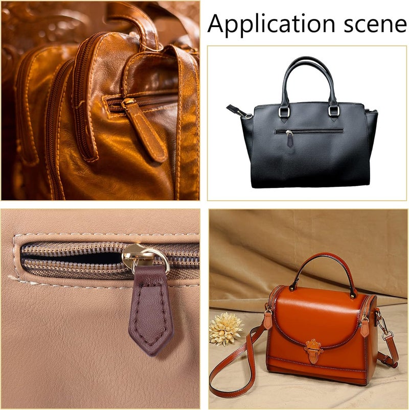 كلاراكو مجموعة من 8 سحّابات جلدية أصلية من Klarako، 4 ألوان لعلامات السحّاب، مثبتات على شكل ورقة، حزام سحب، رؤوس سحّاب جلدية بديلة للأحذية والسترة والحقائب وحقائب اليد والأمتعة والمحفظة وإصلاحها - Image 3