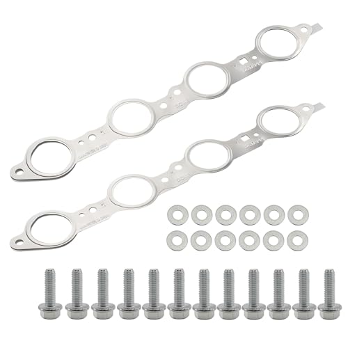 Sorello 2 PCS MLS Exhaust Header Manifold Gasket with Bolts Compatible with Cadillac CTS Escalade for Chevy Camaro Silverado GMC Pontiac for LS Engines 48L 53L 57L Replaces 12617944 12600530 - Image 1