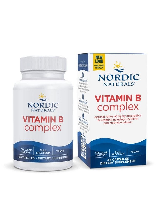 NORDIC NATURALS Vitamin B Complex 45 Capsules Thiamine Riboflavin ...