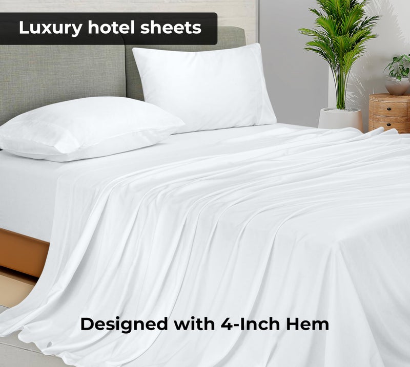 Royale Linens Twin Flat Sheet - Ultra Soft Brushed 1800 Microfiber Flat Sheets Only - Wrinkle Free & Stain Resistant - Hotel Quality Top Sheet for Bed (Twin, White) - Image 2