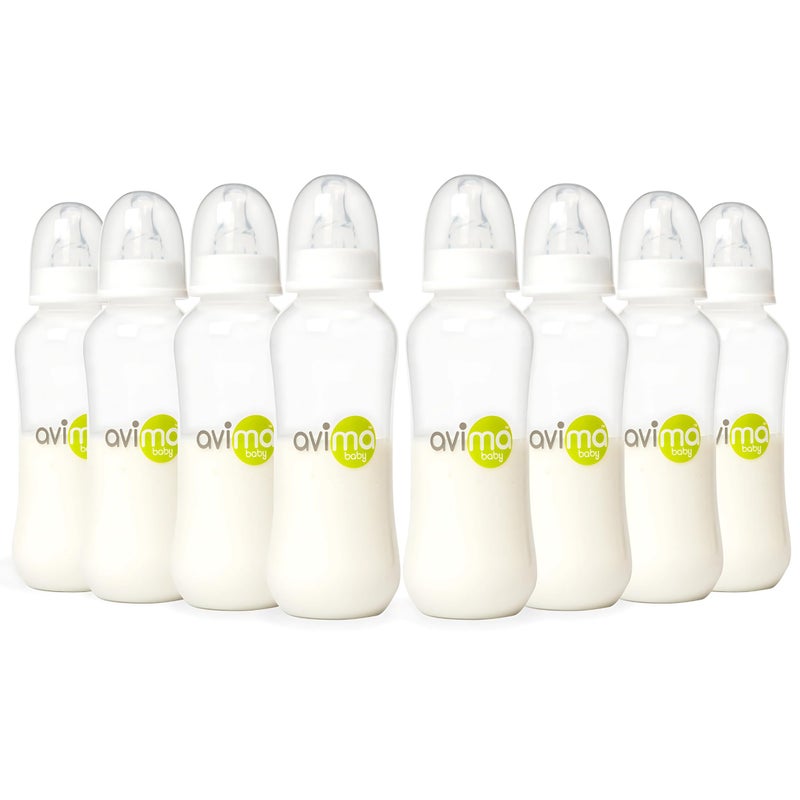 Avima 10 oz Anti Colic Baby Bottle Set - Medium Flow Nipples Included, Standard Neck, BPA Free - 3-6 Months, Stage 2 Feeding for Gas, Spit Up & Colic (Set of 8) - Image 1