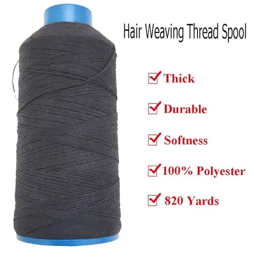 BLUPLE Professional Thick Weaving Thread 1 pc for Making Wig Sewing Hair Weft Hair Weave Extension Black (1pc Black Thread) - Image 2