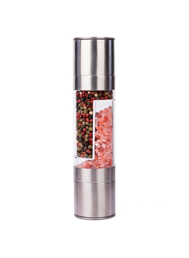 YY-Recheer Dual Chamber Seasoning Grinder, Salt and Pepper Manual Grinder with Adjustable Coarseness, Stainless Steel Seasoning Mill with Ceramic Core - Image 1