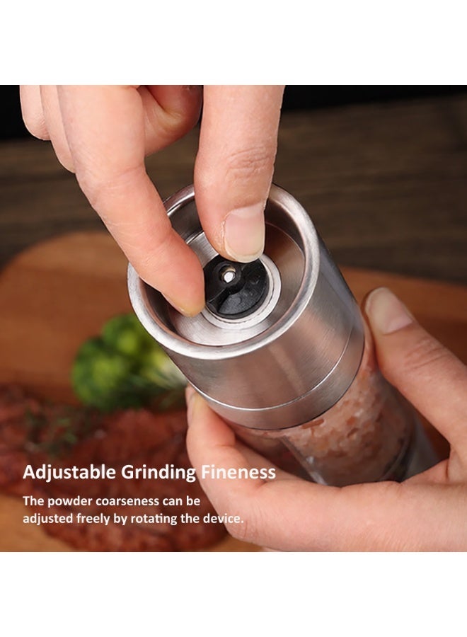 YY-Recheer Dual Chamber Seasoning Grinder, Salt and Pepper Manual Grinder with Adjustable Coarseness, Stainless Steel Seasoning Mill with Ceramic Core - Image 4