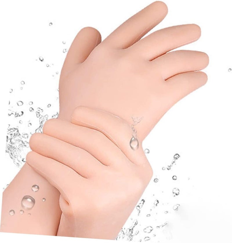 Healeved 1pair Moisturizing Gloves for Dry Cracked Skin Long Protective Hand Covers for Home Care Soft and Elastic Sebs Material for Women Hand Moisturizing Treatment - Image 3