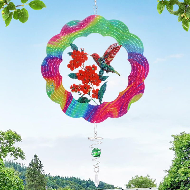 Apipi Light Catcher Wind Spinners Outdoor with Spiral Tail  Hummingbird 3D Hanging Garden Yard Patio Window Decor Gift for Women Mom Grandma Wife Kinetic Spin EyeCatching Fun to Watch Art Sculptures