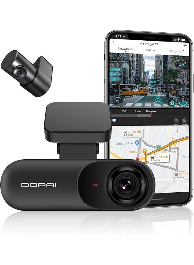 Generic Dash Cam Car Front And Back 3K Dashcam 1600P Front 1080P Rear Car Dash Camera, N3 Pro - Image 1
