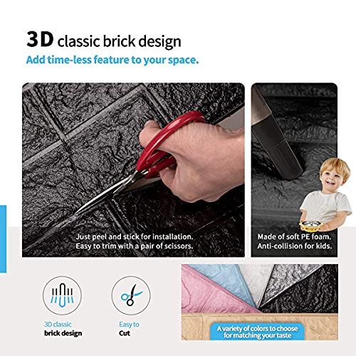 Barebeauty Wall Stickers Wallpaper DIY Decal (70x 77 cm 5.8 sq.ft. Each Sheet 3D Frames PVC DIY Self Adhesive, (White) (25, Black) - Image 4