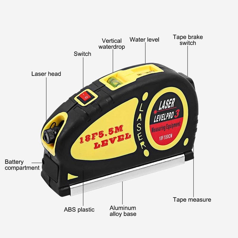 PIA INTERNATIONAL PIA INTERNATIONAL Laser Universal Level Measuring Tape Laser Rangefinder 2 in 1 550 cm Tape Measure Thick Smooth Aluminium Base  - Image 4
