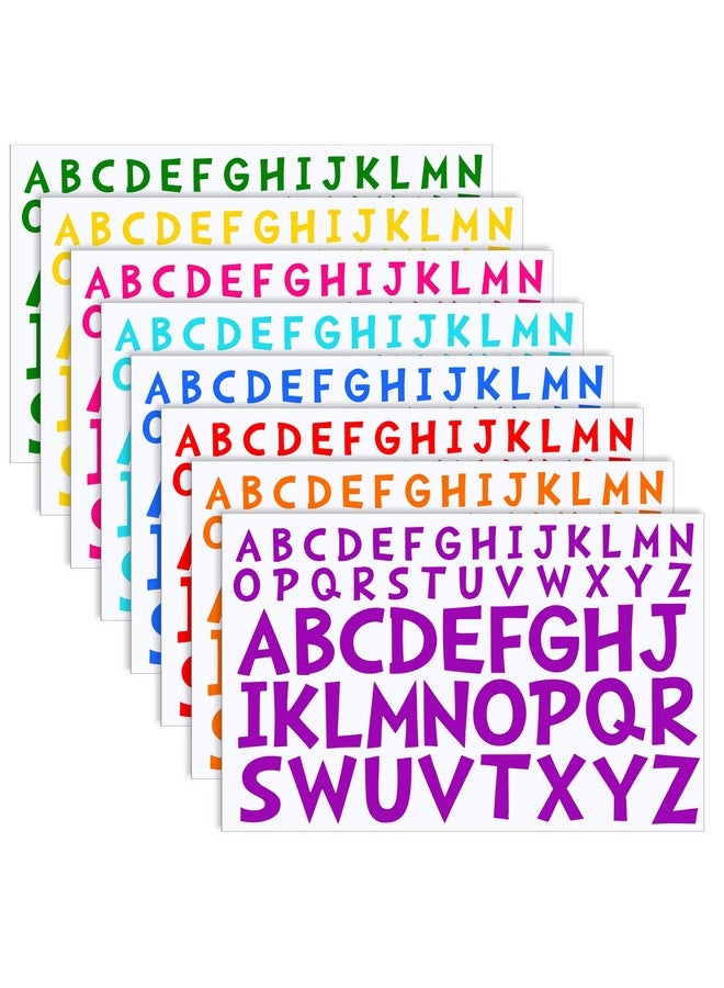 TaoBary 8 Sheets Letter Stickers Stick On Vinyl Letters Self Adhesive Letters Poster Board Capital Lettering Stickers For Graduation Cap Decorations Mailbox Window(Colorful 1 Inch 2 Inch)  - Image 1