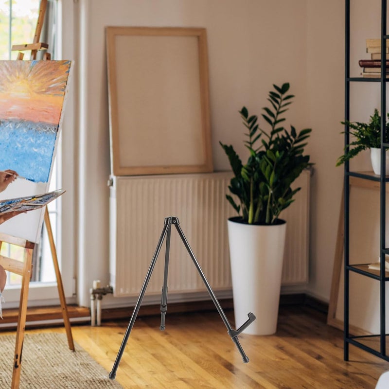 Small Iron Foldable Easel Stand for Painting and Display Portable Mini Art Sketching Easel in Black for Artists and Craft Use - Image 4