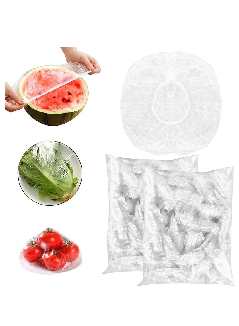 500pcs Disposable Food Cover Plastic Wrap Elastic Fresh Keeping Bags Food Lids For Fruit Bowls Cups Stretch Lids for Containers Caps Fridge Storage Kitchen Transparent Saver Bags  - Image 1