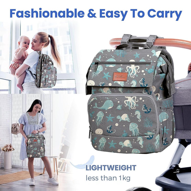 PILLANI Baby Diaper Bag Backpack - Backpack Diaper Bag w/Large Capacity - Baby Shower Gifts - Waterproof Travel Diaper Bags w/Changing Pad, Insulated Bottle Holders, Padded Straps - Baby Boy Stuff - Image 5