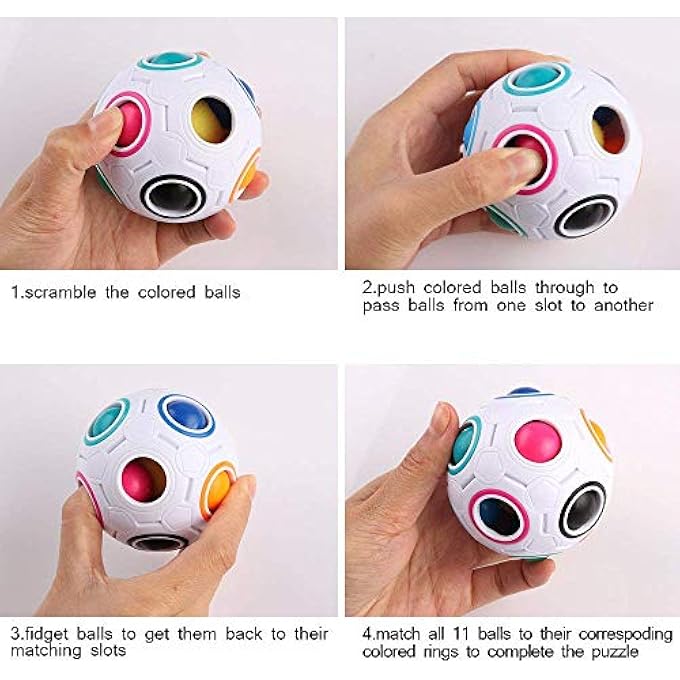Coogam Magic Rainbow Ball Color Matching 3D Fidget Cube Puzzle Toy Brain Teaser Game for Kids Adults - Image 3