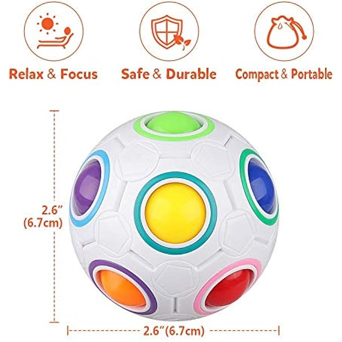 Coogam Magic Rainbow Ball Color Matching 3D Fidget Cube Puzzle Toy Brain Teaser Game for Kids Adults - Image 4