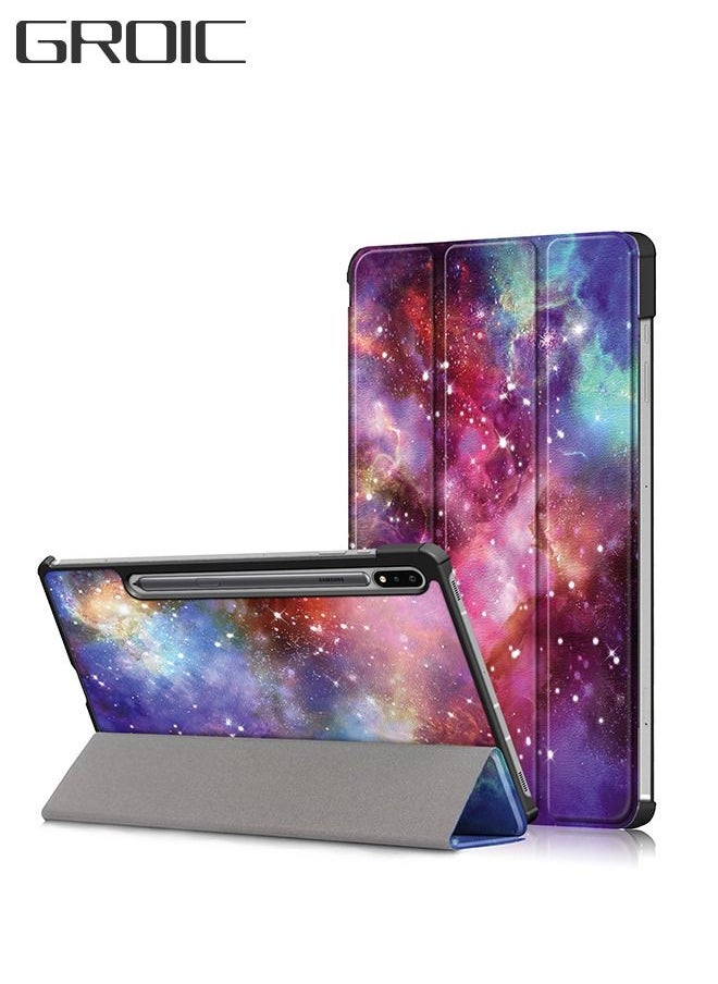 GROIC Galaxy Tab S8/ S7 Case 11-inch, Multiple Angle Stand Cover Compatible with Samsung 11-inch SM-X700/ X706/ T870/ T875/ T876 Tablet [Auto Wake/Sleep], Leather Slim Tri-Fold Cov  - Image 1