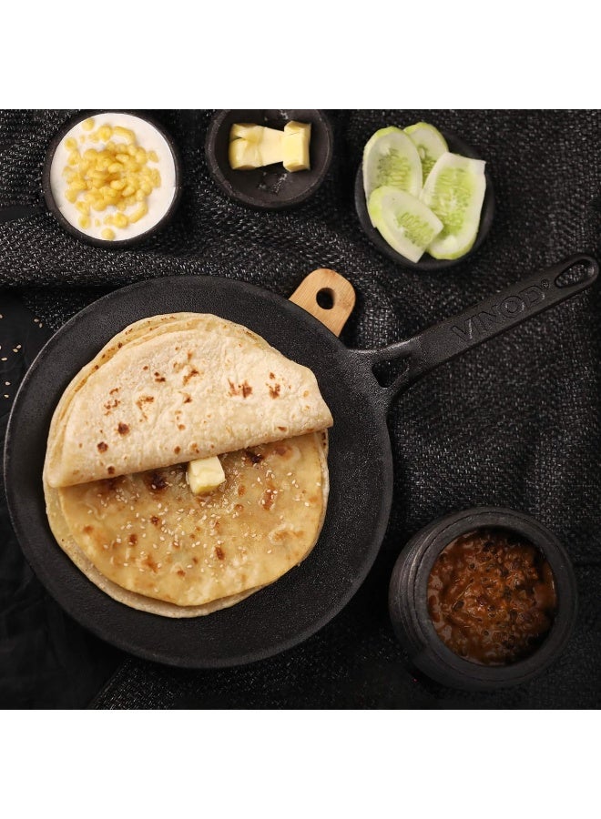 Vinod Legacy Pre-Seasoned Cast Iron Dosa Tawa - 28 cm, Induction Friendly, Black - Image 2