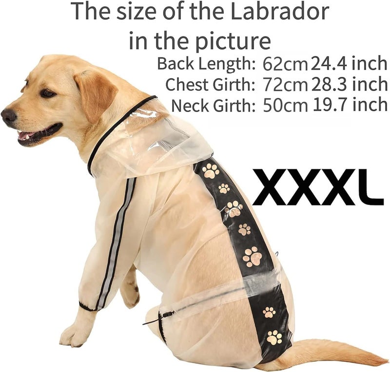 Olsa Dog Raincoat, Dog Hooded Slicker Poncho, 4 Legs Rain Jacket with Reflective Stripe, Transparent Water Proof Resistant Rain Snow Clothes for Small Medium Large - Image 5