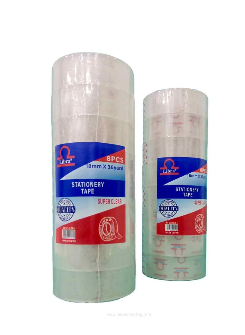 Libra Super Clear Tape core 1" 18mm 3/4" 36 yards ( 8 piece) - Image 1