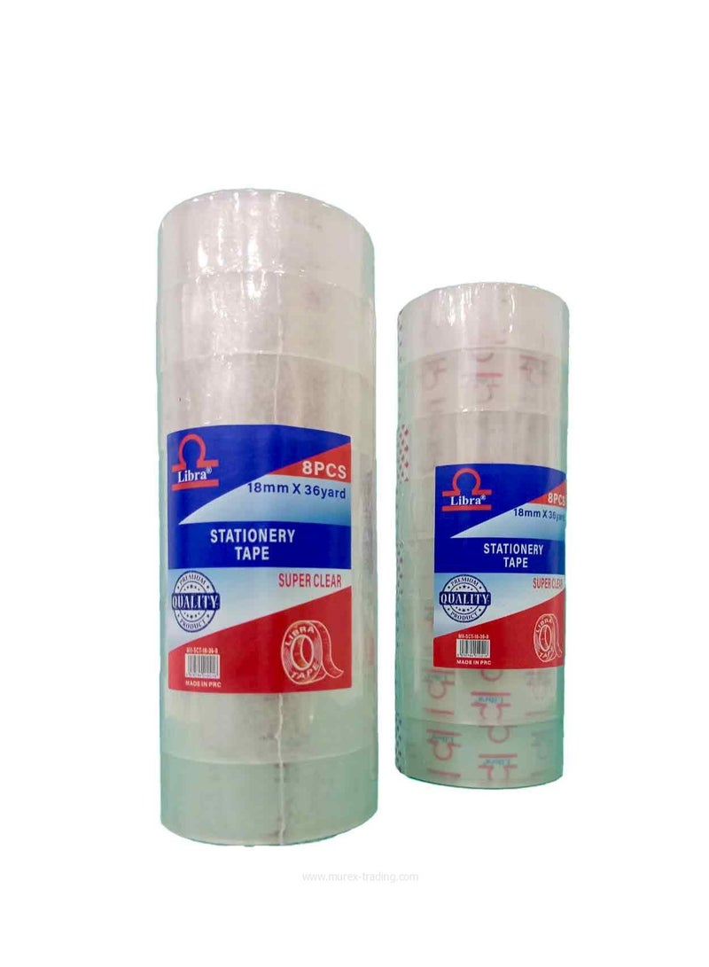 Libra Super Clear Tape core 1" 18mm 3/4" 36 yards ( 8 piece) - Image 2