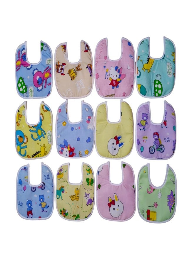 JOY'S E-STORE Assorted Baby Bibs for 0-24 Months | Set of 12 Soft Cotton Waterproof Feeding Bibs for Newborns, Infants & Toddlers | Reusable, Washable & Absorbent - 603 Combo P12 - Image 1