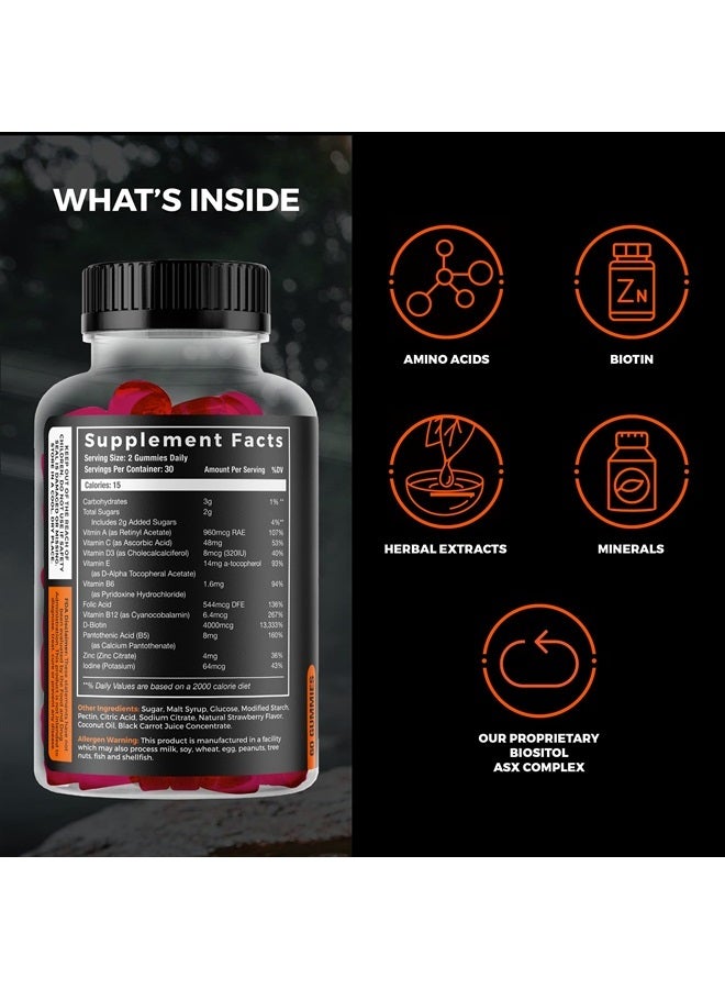 Wild Willies مكمل حبوب نمو اللحية - لحية أكثر كثافة وامتلاء، مص formulated مع مركب بايوستول و 19 عنصر غذائي و فيتامينات للعناية بالشعر - 60 حبة، بنكهة توت العليق - Image 3