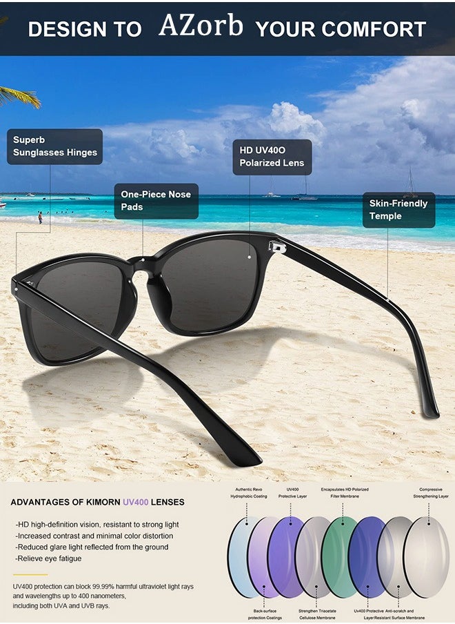 AZorb Sunglasses Men Women Classic Design Polarized Sun Glassess for Mens Womens UV400 Protection Men's Sunglasses High Quality Metal Hinges Sunglass for Travel Driving Daily Shades Black  - Image 4