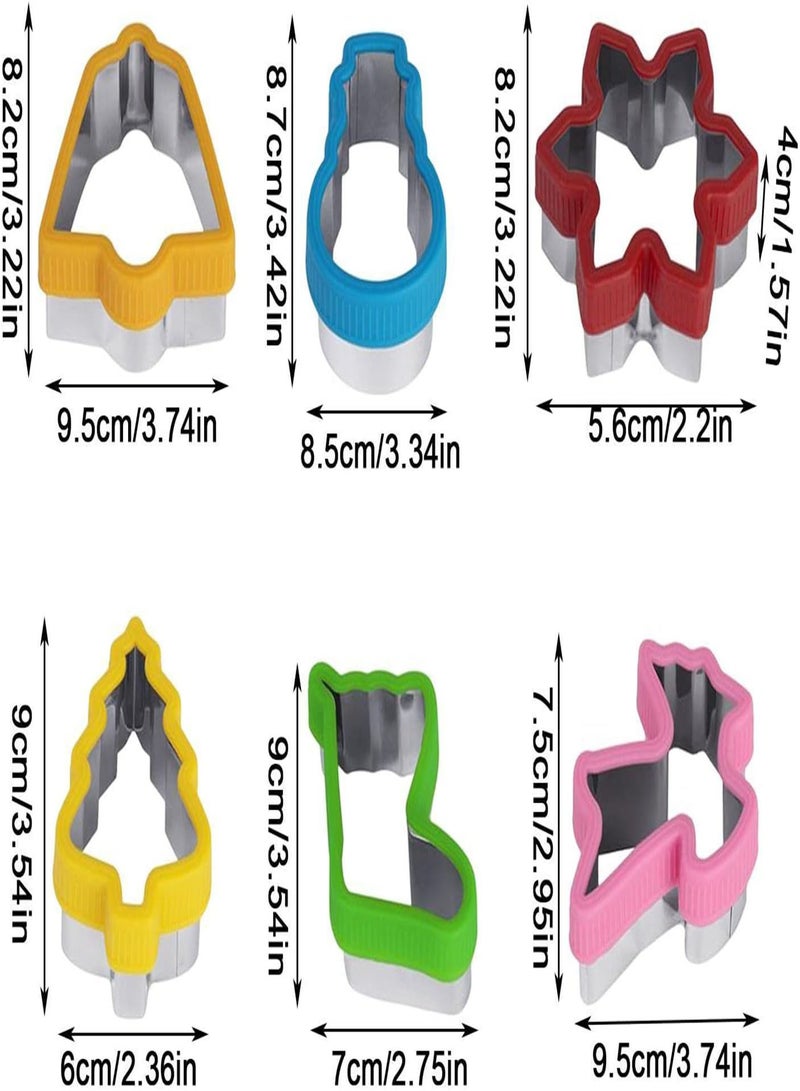 GGOOT Christmas Cookie Cutter Set, Holiday Cookies Molds with Snowman, Christmas Tree, Snowflake, Bell, Elk, Sock, Stainless Steel Biscuit Cutters for Home Parties 6 PCS - Image 4