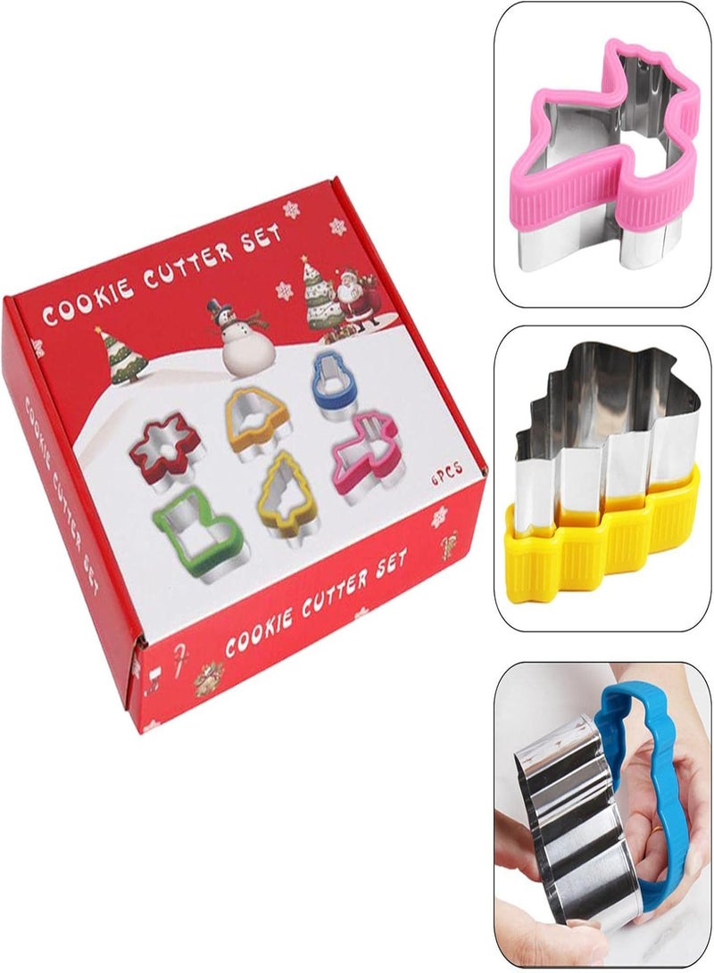 GGOOT Christmas Cookie Cutter Set, Holiday Cookies Molds with Snowman, Christmas Tree, Snowflake, Bell, Elk, Sock, Stainless Steel Biscuit Cutters for Home Parties 6 PCS - Image 5