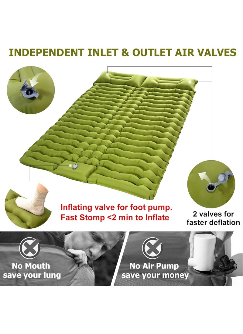 Ultralight Camping Mattress 2 Person with Pillow Built-in Foot Pump Inflatable Portable Double Sleeping Pads for Backpacking Waterproof Sleeping Mat, Air Mattress for Hiking Traveling (Green) - pzsku/Z964B8A771BD929420617Z/45/_/1706866988/807ae189-1e5b-44e2-b1c4-a96e973a4f28