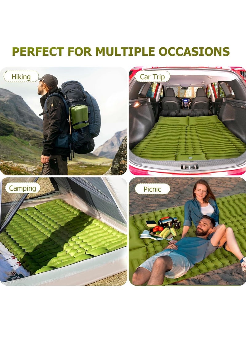 Ultralight Camping Mattress 2 Person with Pillow Built-in Foot Pump Inflatable Portable Double Sleeping Pads for Backpacking Waterproof Sleeping Mat, Air Mattress for Hiking Traveling (Green) - pzsku/Z964B8A771BD929420617Z/45/_/1706866990/24e2091a-84d8-460a-9c33-a9723d13b856