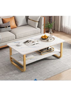 NKX White Marble finish Top 2 Tier Modern Living Room Home Sofa Table  - Image 1