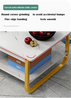 NKX White Marble finish Top 2 Tier Modern Living Room Home Sofa Table  - Image 2