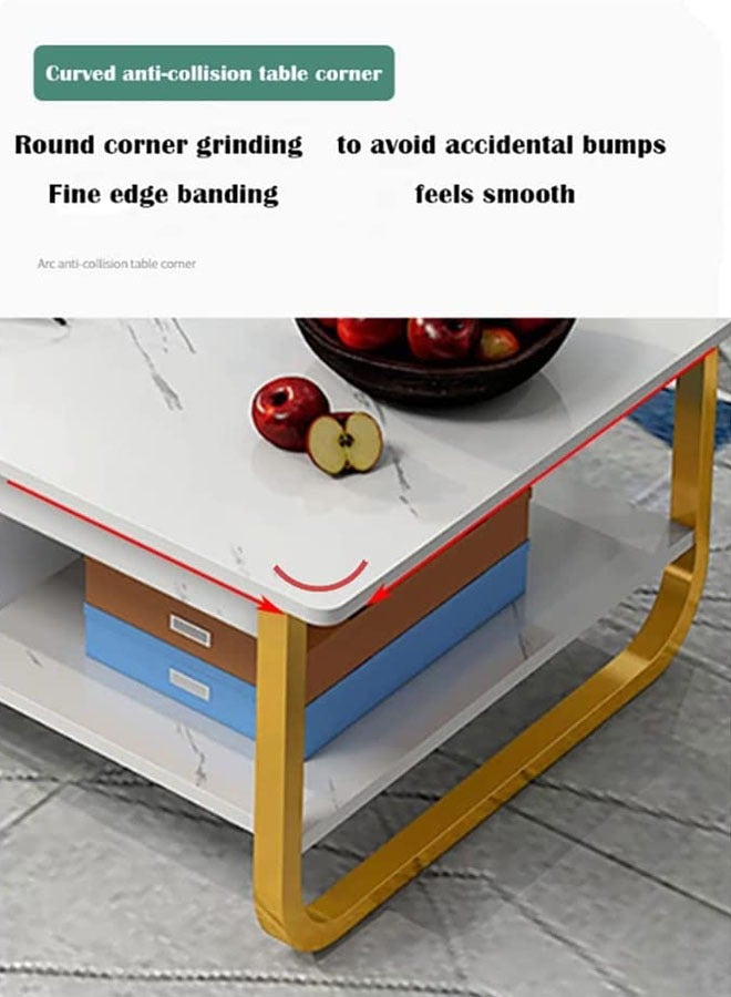 NKX White Marble finish Top 2 Tier Modern Living Room Home Sofa Table - Image 2