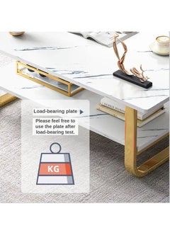 NKX White Marble finish Top 2 Tier Modern Living Room Home Sofa Table  - Image 4