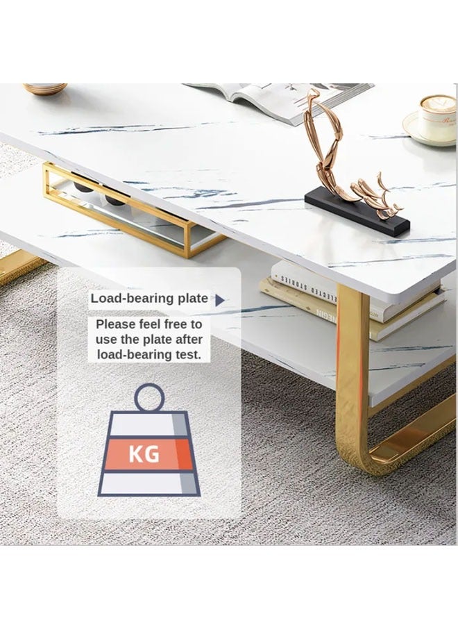 NKX White Marble finish Top 2 Tier Modern Living Room Home Sofa Table - Image 4