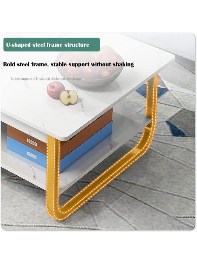 NKX White Marble finish Top 2 Tier Modern Living Room Home Sofa Table - Image 3