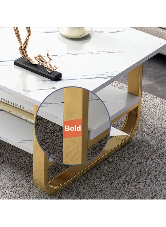 NKX White Marble finish Top 2 Tier Modern Living Room Home Sofa Table - Image 5