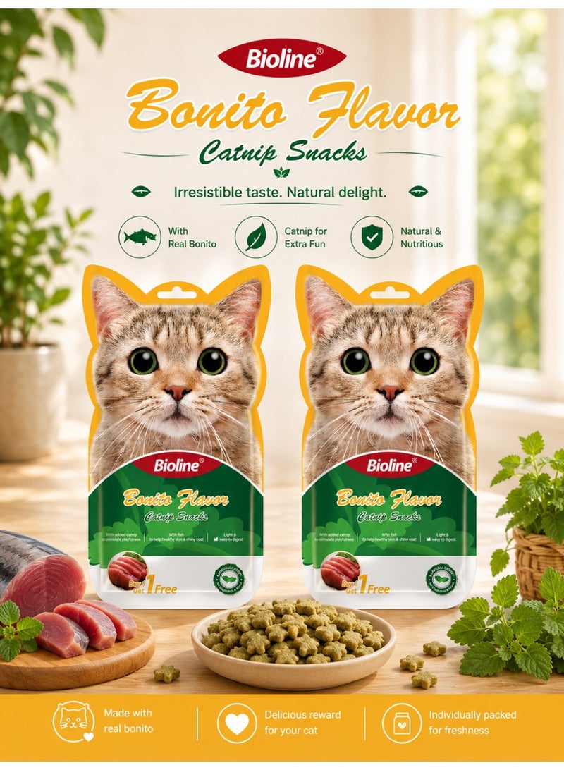 Bonito Flavor Catnip Snacks – Natural Cat Treats with Real Bonito Fish & Catnip – Healthy Reward Snack for Cats