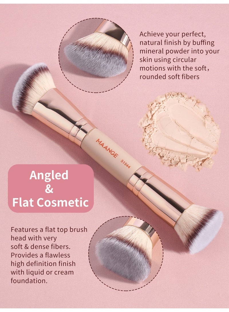 MAANGE 3Pcs Foundation Makeup Brush Set, Eye Concealer Brush & Foundation Brush, Double-ended Contour Brush, for Powder Concealer Blending Blush Face Makeup Tools,Pink - Image 5