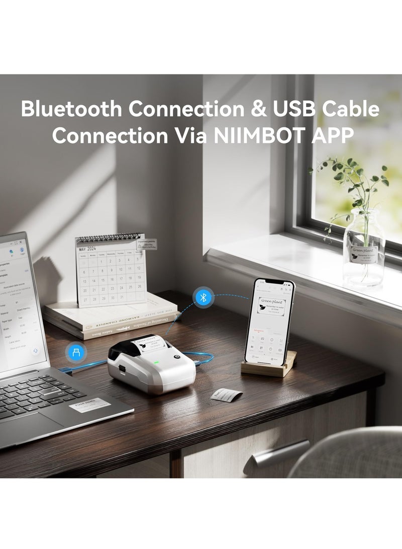 نيمبوت طابعة ملصقات بلوتوث لاسلكية B1 مع لفة واحدة من ملصقات بيضاء بحجم 50*30 مم وكابل USB، طابعة ملصقات حرارية محمولة بدون حبر، مثالية للسوبرماركت، المتاجر وبيئات الطباعة المنزلية للباركود. - Image 3