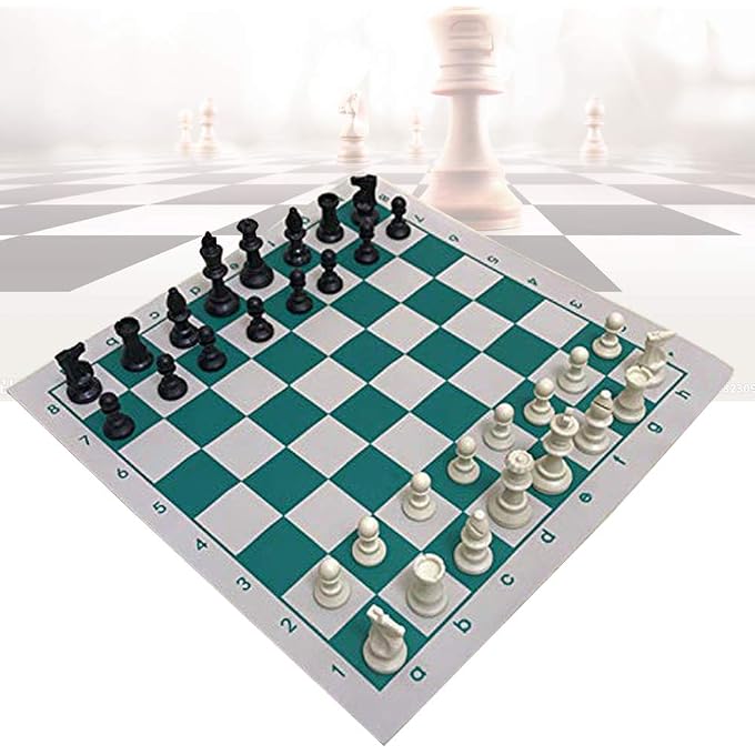 KASCLINO Tournament Chess Mat, PU Leather Tournament Roll Up Chess Board, Chess Rollable Chessboard, Lightweight & Non Slip, Chess Mat for Kids and Adults(Size:34.5cm) - Image 2