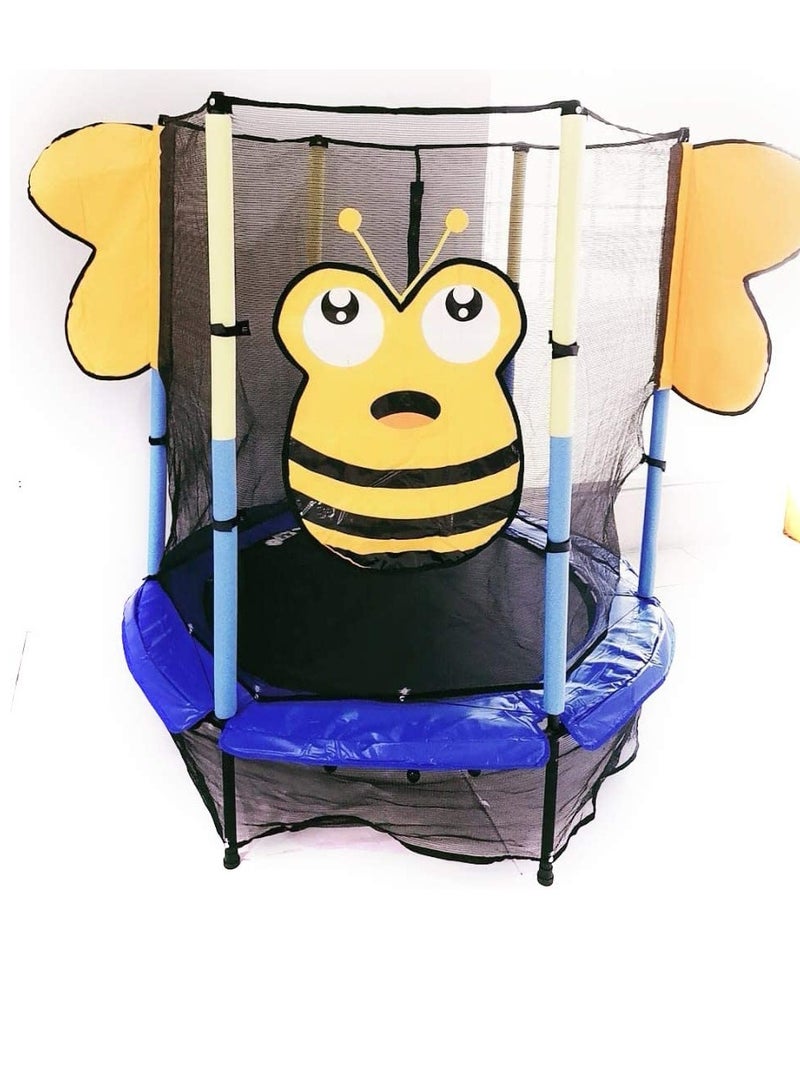 Funz Trampoline Kids Outdoor Trampoline Jump Bed With Safety Enclosure Exercise Fitness Equipment Blue  - Image 1