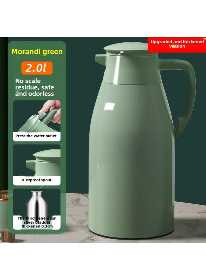 Kettle Press Type Thermos Insulation Kettle Household Thermos Glass Liner Thermos Cup Large Capacity Kettle-Color:03_thickened-[Morandi Green] Liner Thickened 0.3CM More Insulated And Thicker-Capacity:1.3L  - Image 1