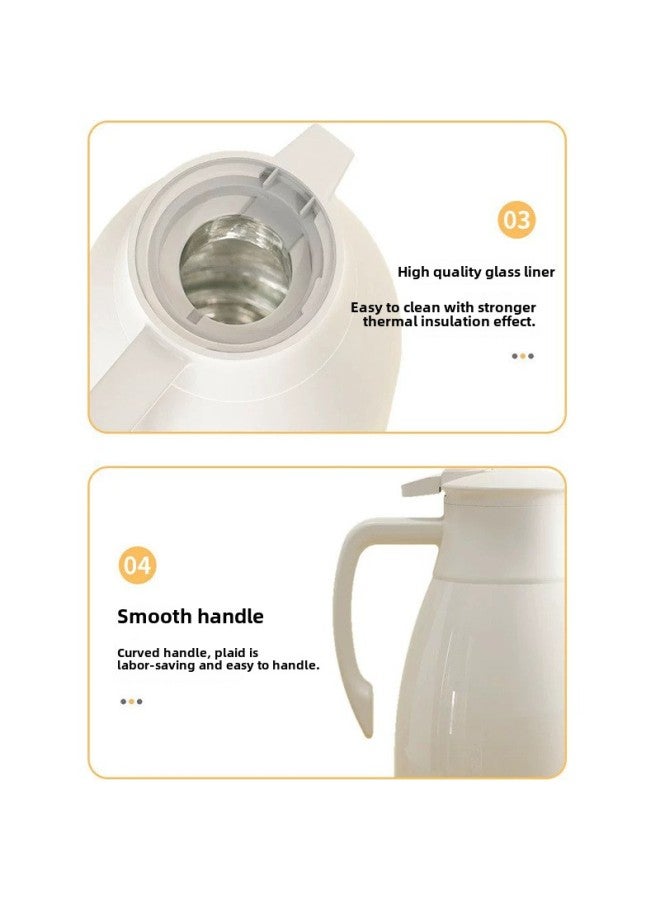 Kettle Press Type Thermos Insulation Kettle Household Thermos Glass Liner Thermos Cup Large Capacity Kettle-Color:03_thickened-[Morandi Green] Liner Thickened 0.3CM More Insulated And Thicker-Capacity:1.3L  - Image 5