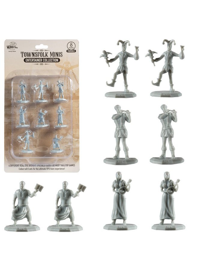 Monster Protectors - Monster Townsfolk Mini Fantasy Figures - 8Pc Entertainer Non Player Character Npc Miniatures - 1" Hex-Sized Compatible W Dnd Dungeons And Dragons, Pathfinder And All Rpg Tabletop Games - Image 1