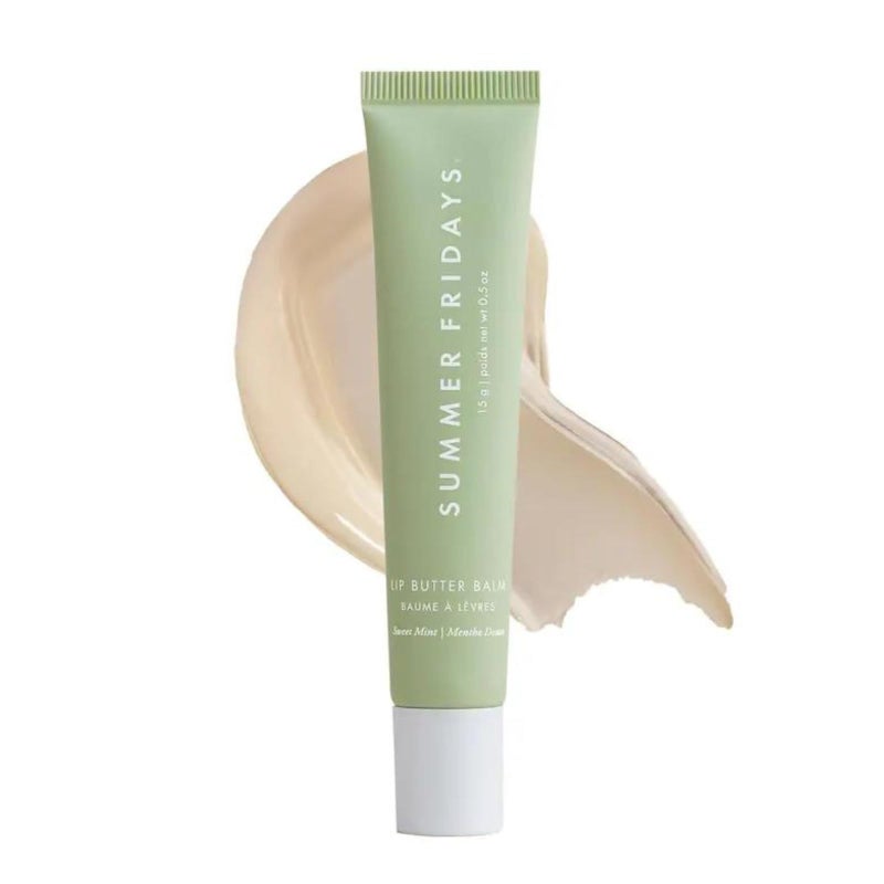 Summer Fridays Tinted Lip Butter Balm  Conditioning Vegan Lip Balm for Instant Moisture Shine  Hydration  Softening  Soothing Skincare  Sweet Mint 5 Oz